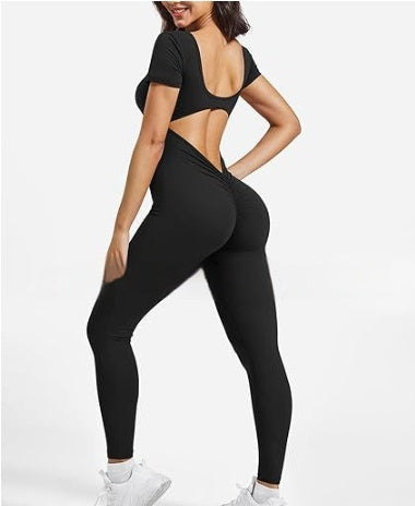 Tight Short Sleeve Rompers Sports And Fitness Running One-piece Trousers Yoga Clothes