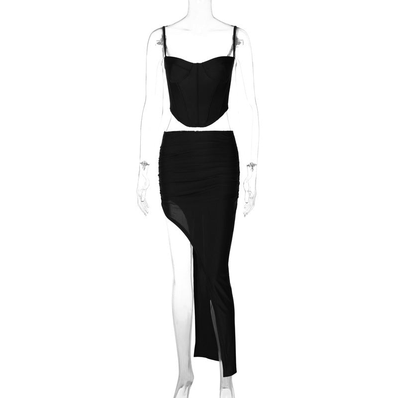 Women's Fashion Personality Slim Fit Split Skirt Suit