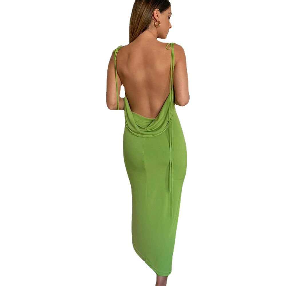 Sexy Backless Draped Maxi Dress