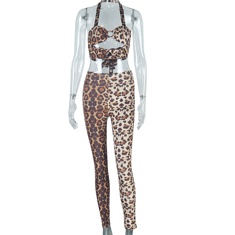 Women's Fashion Leopard Print Printing Suit Chest Wrap